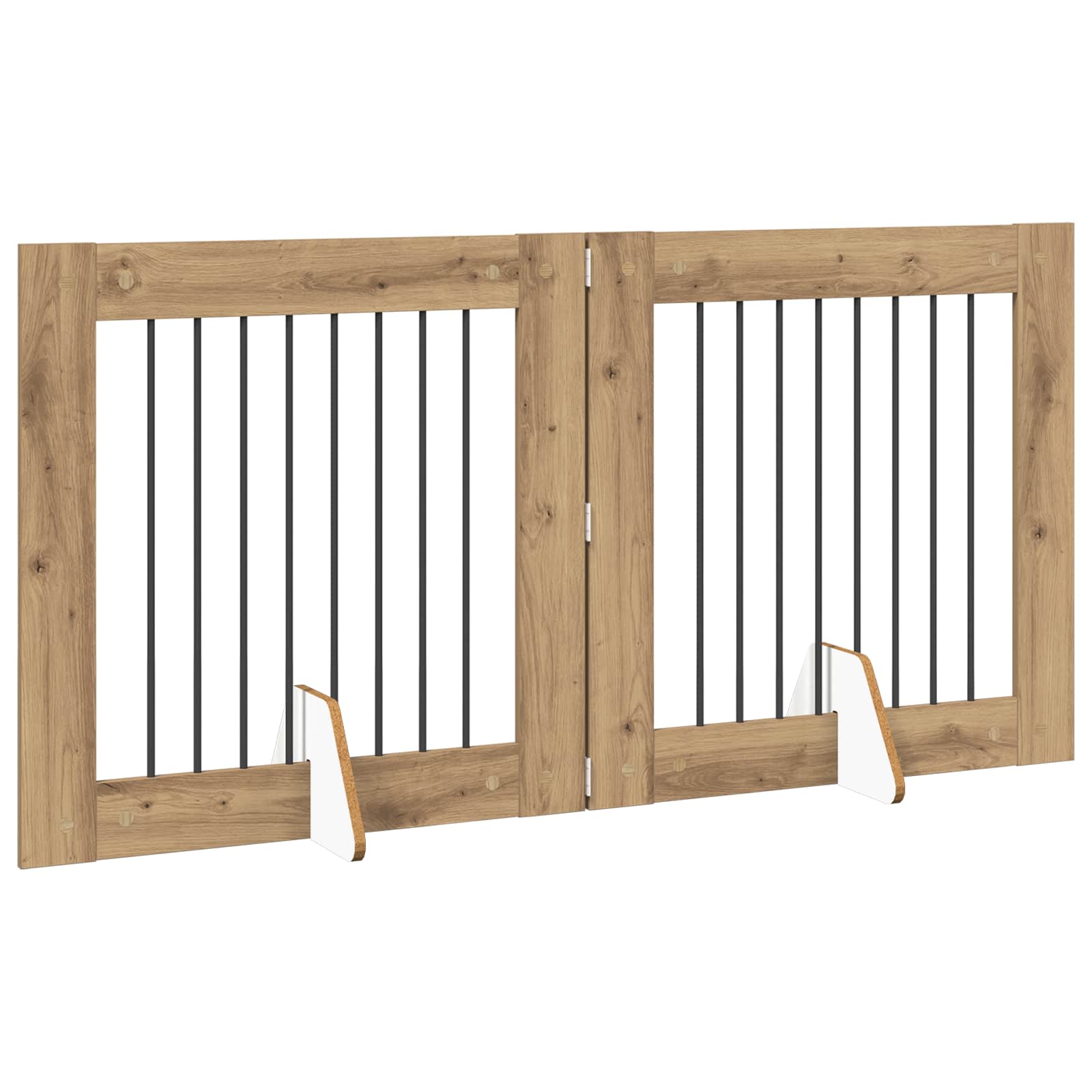 vidaXL Foldable Dog Gate with Stands 2 pcs Artisan Oak 160.5 cm 3