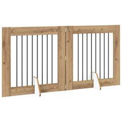 vidaXL Foldable Dog Gate with Stands 2 pcs Artisan Oak 160.5 cm 3
