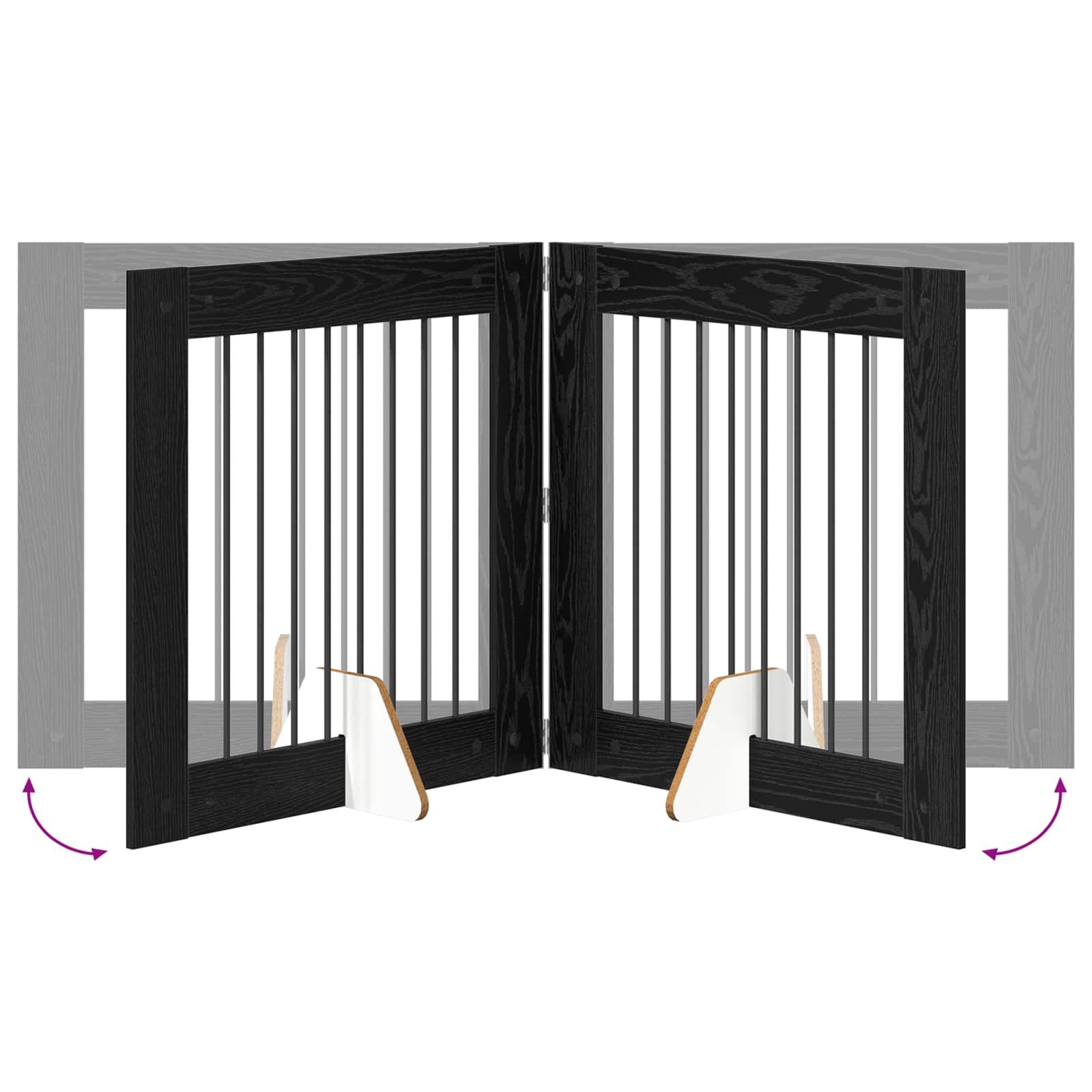 vidaXL Foldable Dog Gate with Stands 4 pcs Black Oak 321 cm 6
