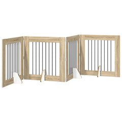 vidaXL Foldable Dog Gate with Stands 4 pcs Sonoma Oak 321 cm 2