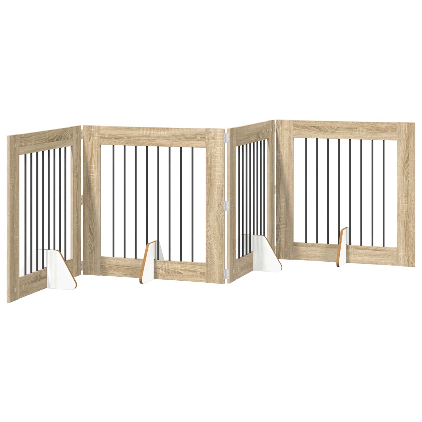 vidaXL Foldable Dog Gate with Stands 4 pcs Sonoma Oak 321 cm 2