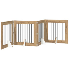 vidaXL Foldable Dog Gate with Stands 4 pcs Artisan Oak 321 cm 2