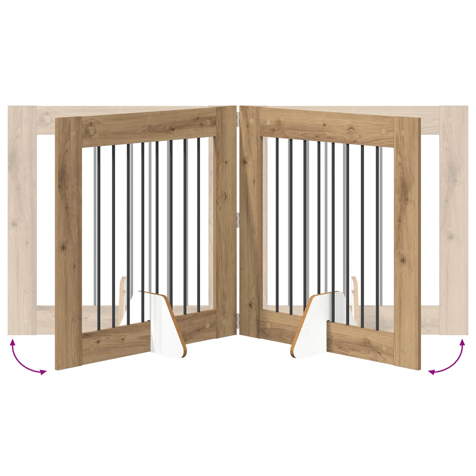 vidaXL Foldable Dog Gate with Stands 4 pcs Artisan Oak 321 cm 6