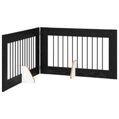 vidaXL Foldable Dog Gate with Stands 2 pcs Black Oak 200.5 cm 2