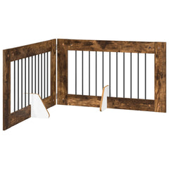 vidaXL Foldable Dog Gate with Stands 2 pcs Smoked Oak 200.5 cm 2