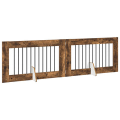 vidaXL Foldable Dog Gate with Stands 2 pcs Smoked Oak 200.5 cm 3