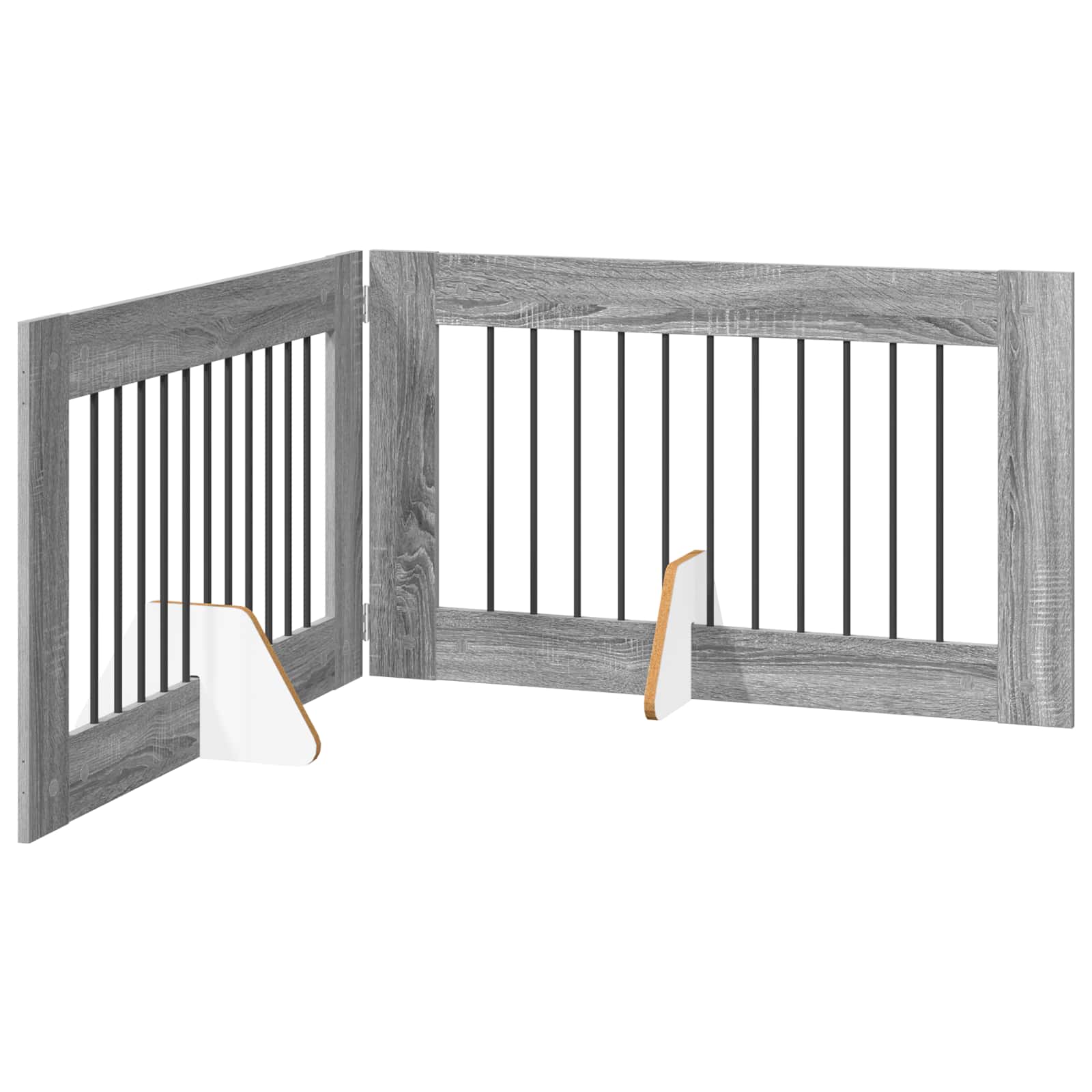 vidaXL Foldable Dog Gate with Stands 2 pcs Grey Sonoma 200.5 cm 2