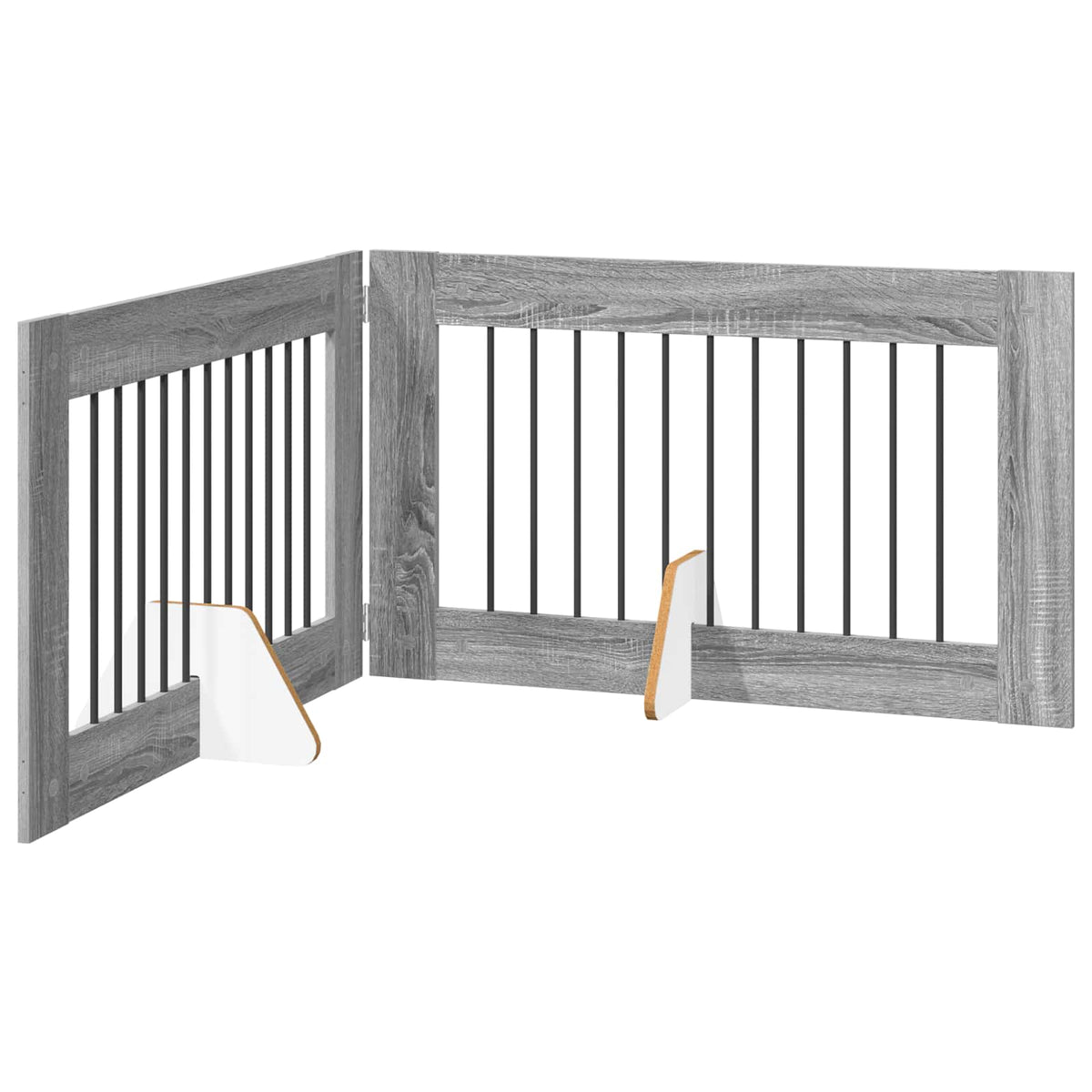 Foldable Dog Gate with Stands 200.5 cm Width 100 cm 2 Grey sonoma 60 cm