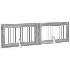 vidaXL Foldable Dog Gate with Stands 2 pcs Grey Sonoma 200.5 cm 3