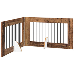 vidaXL Foldable Dog Gate with Stands 2 pcs Old Wood 200.5 cm 2