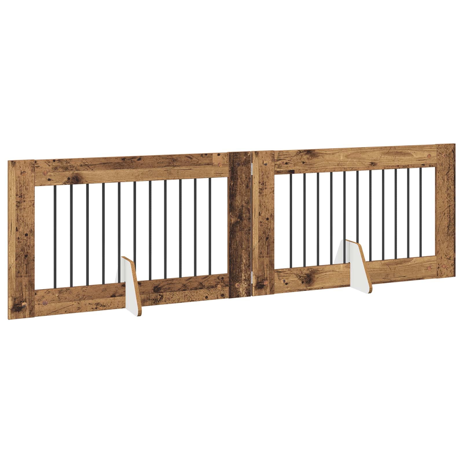 vidaXL Foldable Dog Gate with Stands 2 pcs Old Wood 200.5 cm 3