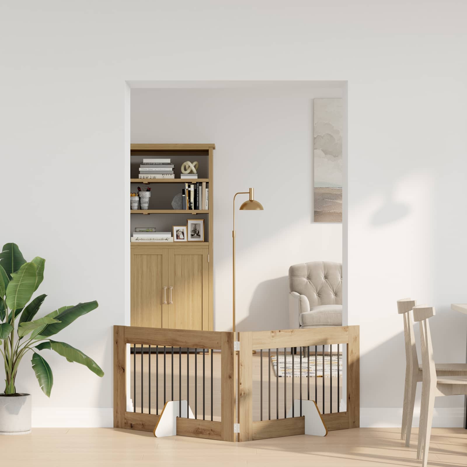 vidaXL Foldable Dog Gate with Stands 2 pcs Artisan Oak 200.5 cm 1