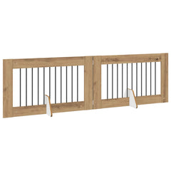vidaXL Foldable Dog Gate with Stands 2 pcs Artisan Oak 200.5 cm 3