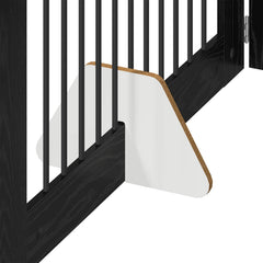 vidaXL Foldable Dog Gate with Stands 4 pcs Black Oak 401 cm 5