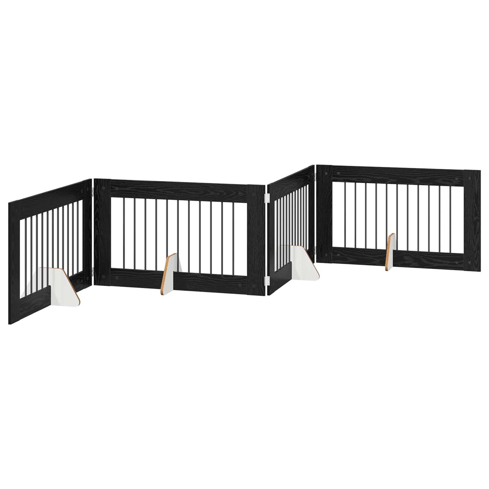 vidaXL Foldable Dog Gate with Stands 4 pcs Black Oak 401 cm 2