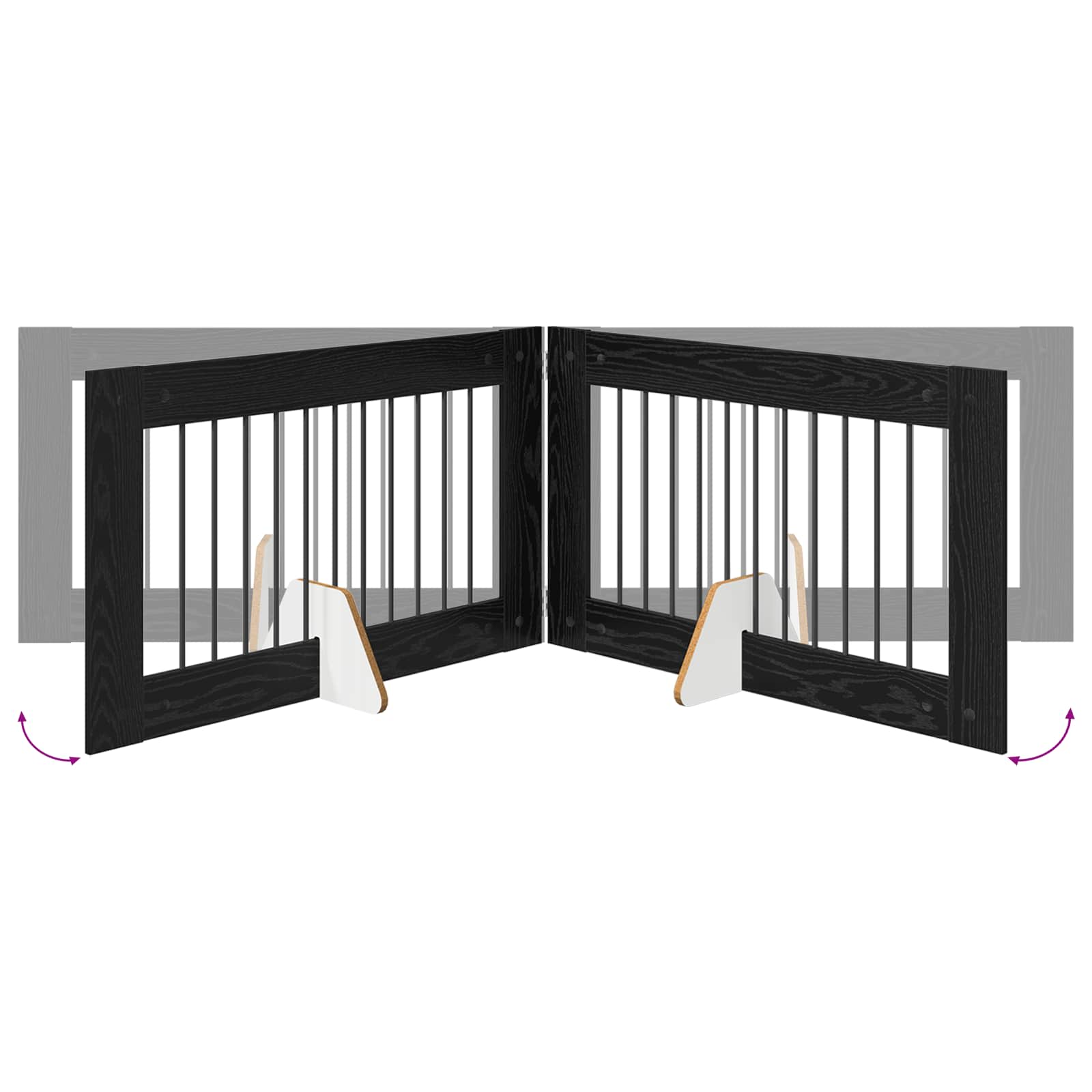 vidaXL Foldable Dog Gate with Stands 4 pcs Black Oak 401 cm 6