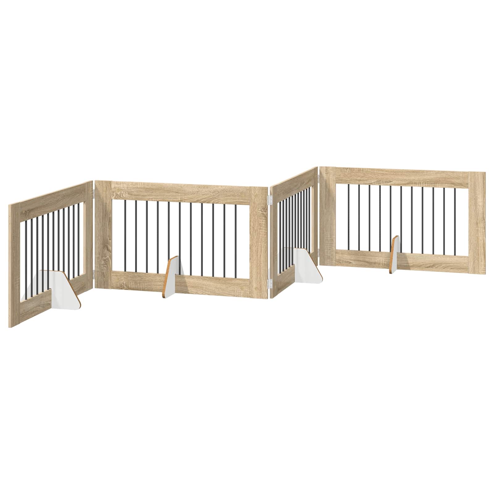 vidaXL Foldable Dog Gate with Stands 4 pcs Sonoma Oak 401 cm 2