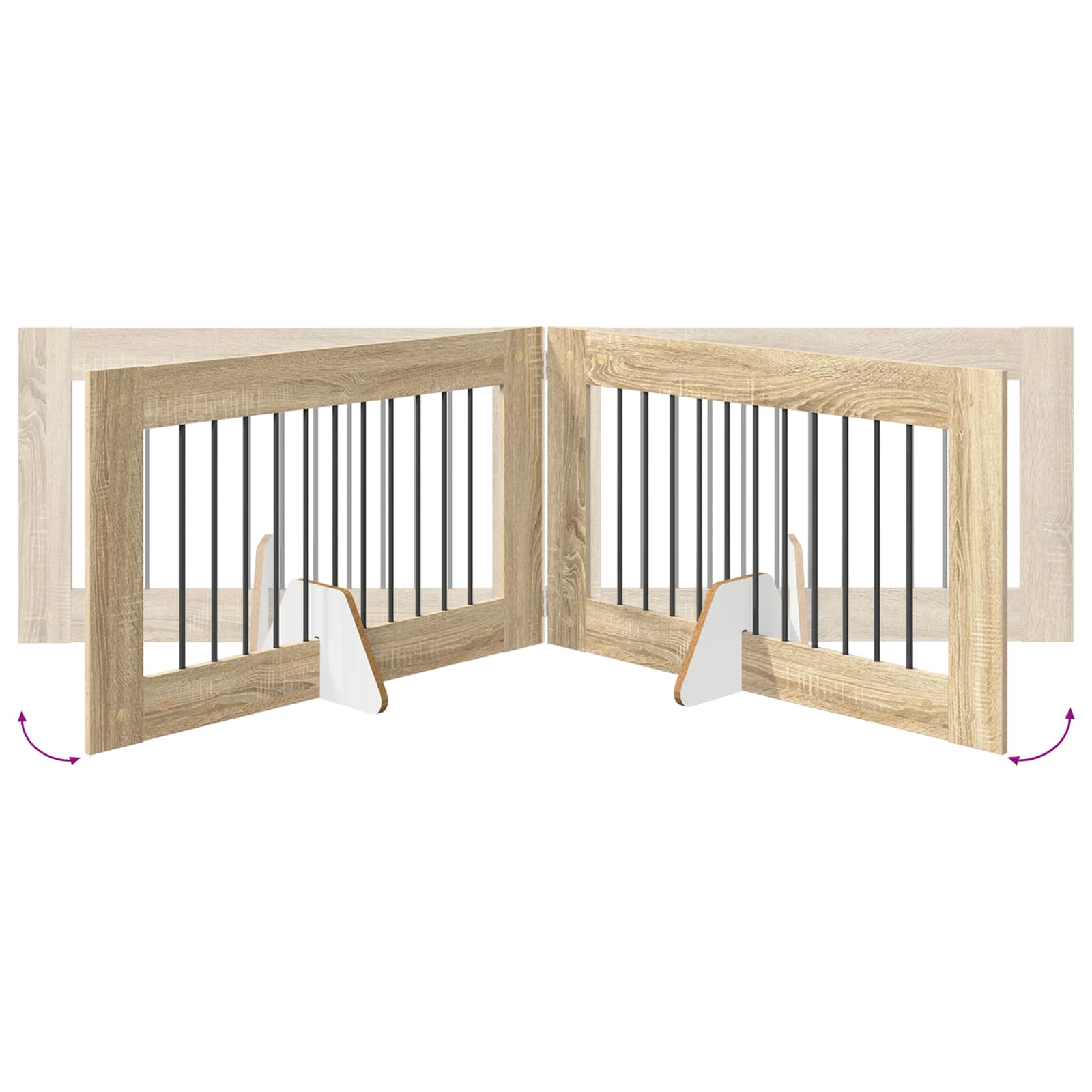 vidaXL Foldable Dog Gate with Stands 4 pcs Sonoma Oak 401 cm 6