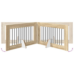 vidaXL Foldable Dog Gate with Stands 4 pcs Sonoma Oak 401 cm 6