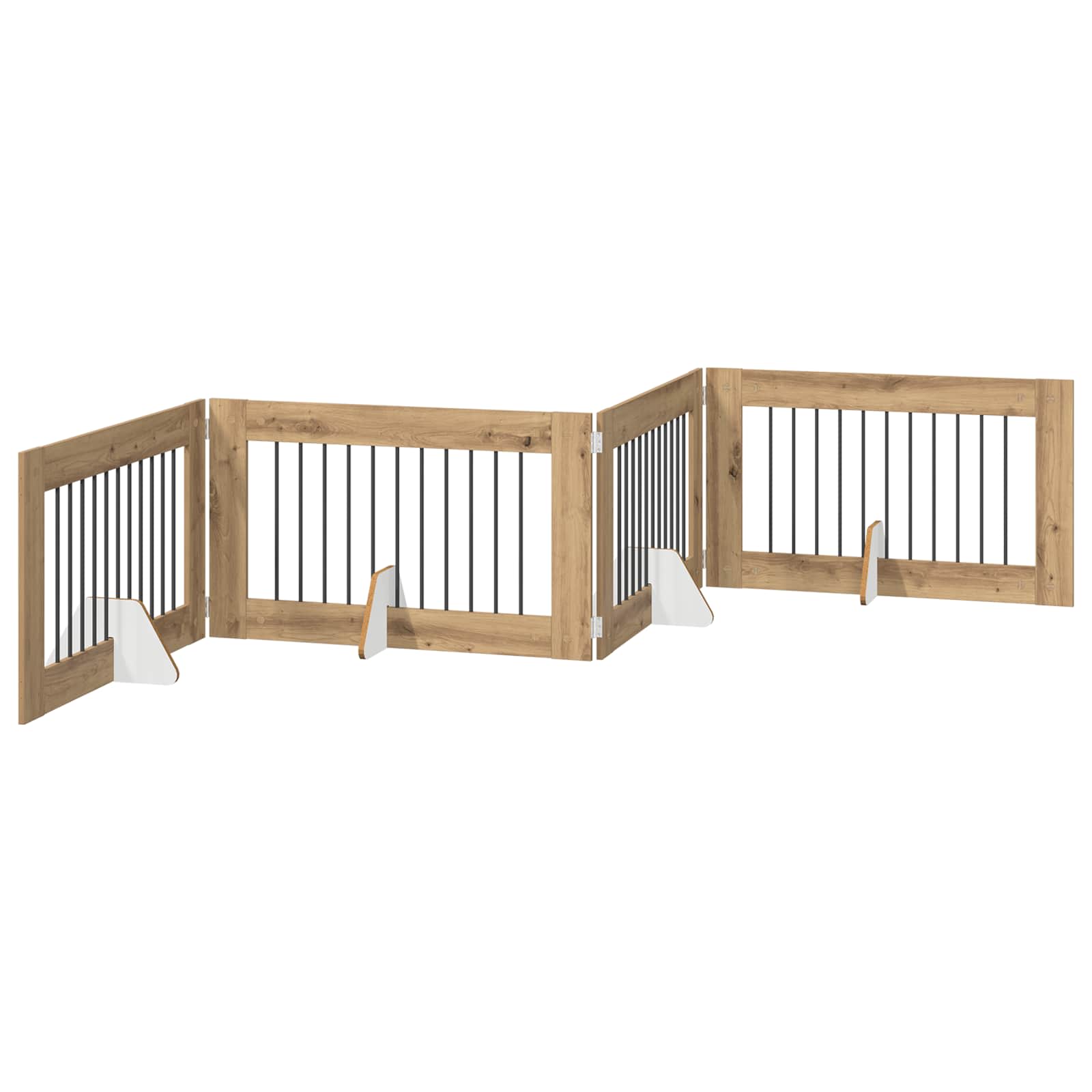 vidaXL Foldable Dog Gate with Stands 4 pcs Artisan Oak 401 cm 2