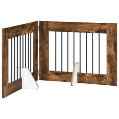 vidaXL Foldable Dog Gate with Stands 2 pcs Smoked Oak 160.5 cm 2