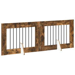 vidaXL Foldable Dog Gate with Stands 2 pcs Smoked Oak 160.5 cm 3