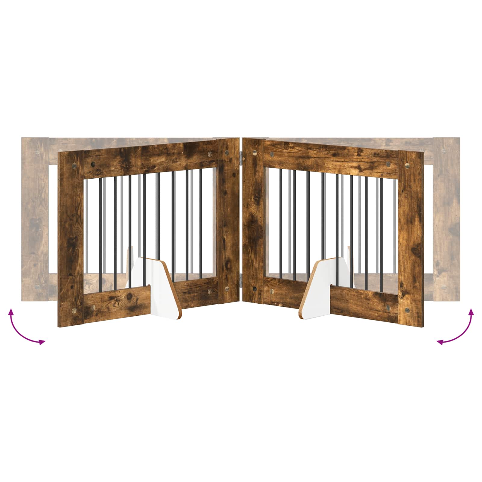 vidaXL Foldable Dog Gate with Stands 4 pcs Smoked Oak 321 cm 6