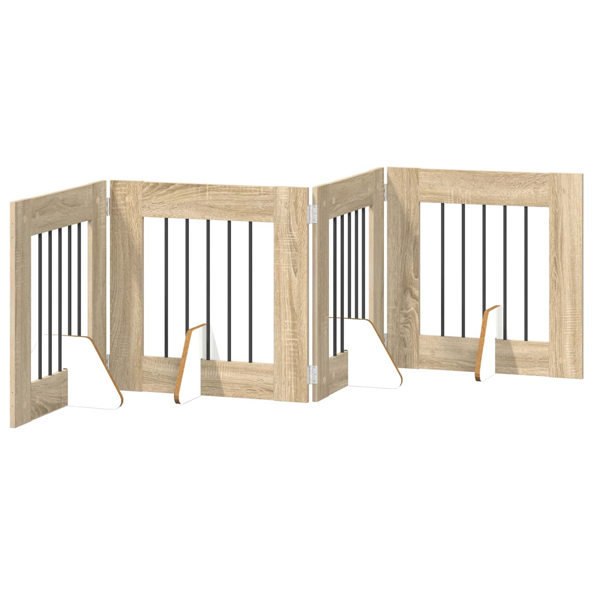Foldable Dog Gate with Stands 241 cm Width 60 cm Length 60 cm 4 pcs Sonoma oak