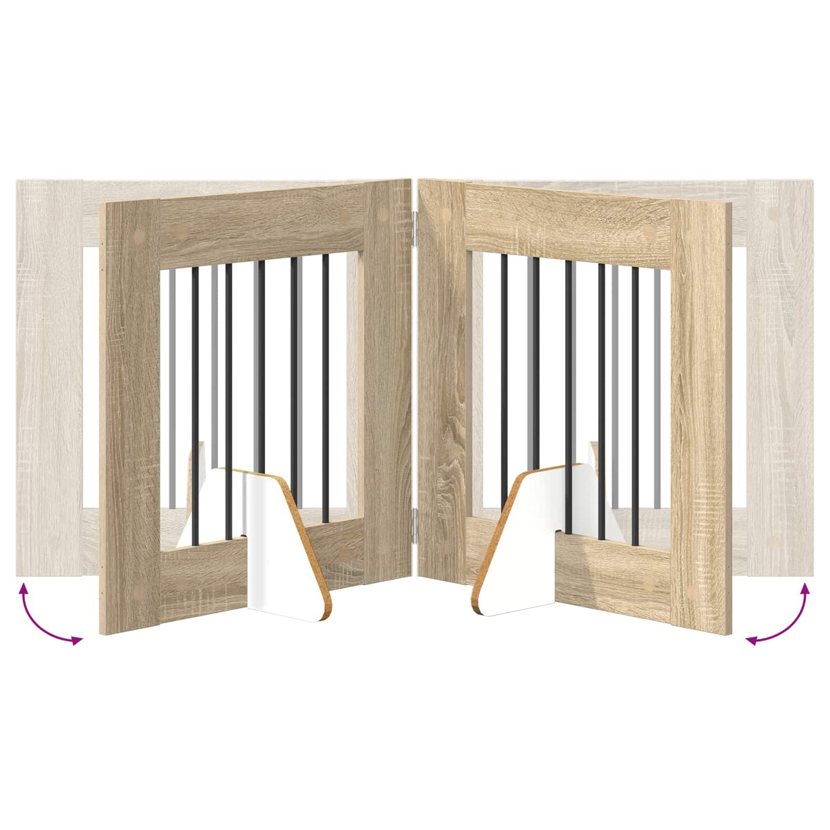 Foldable Dog Gate with Stands 241 cm Width 60 cm Length 60 cm 4 pcs Sonoma oak