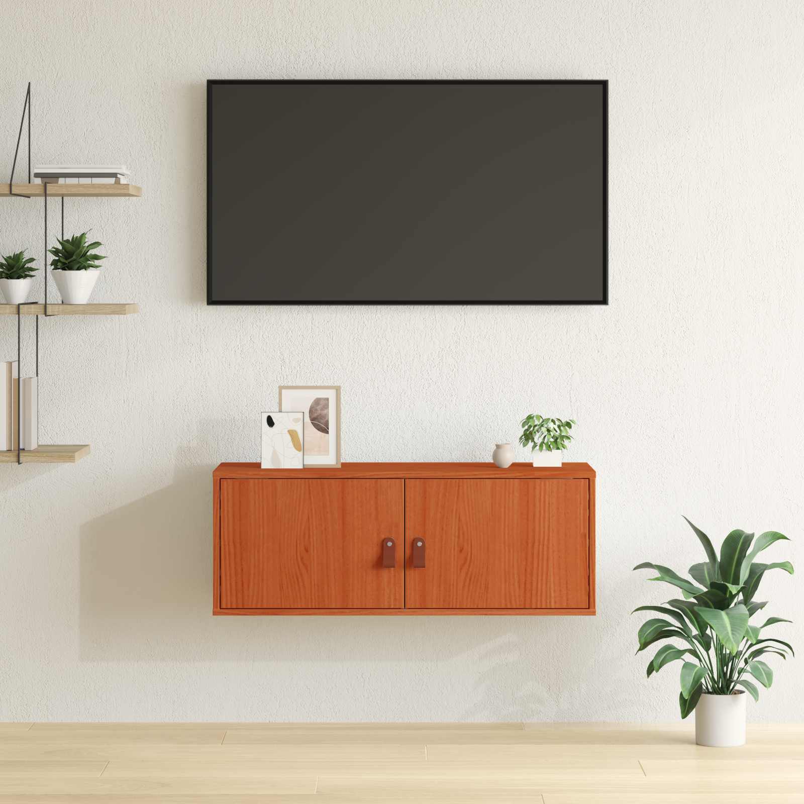 vidaXL Wall Cabinet Wax Brown 80 x 30 x 30 cm Solid Pine Wood 1