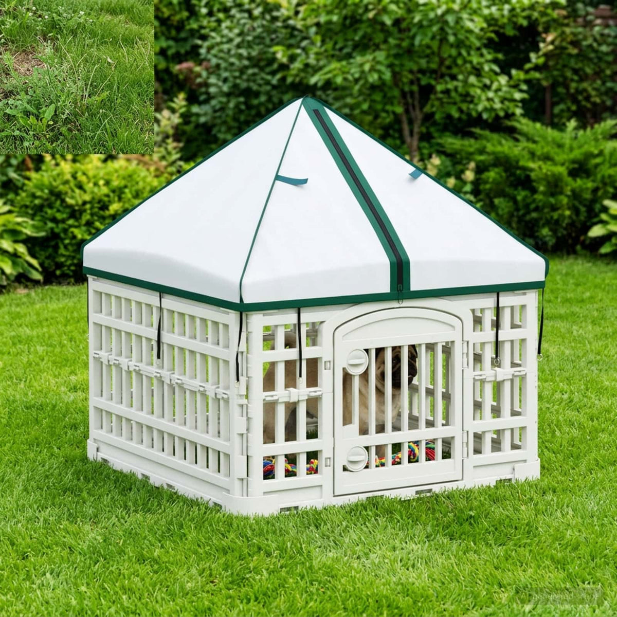 4 Panel Dog Playpen Plastic White with Roof 60 cm 82 cm 60 cm
