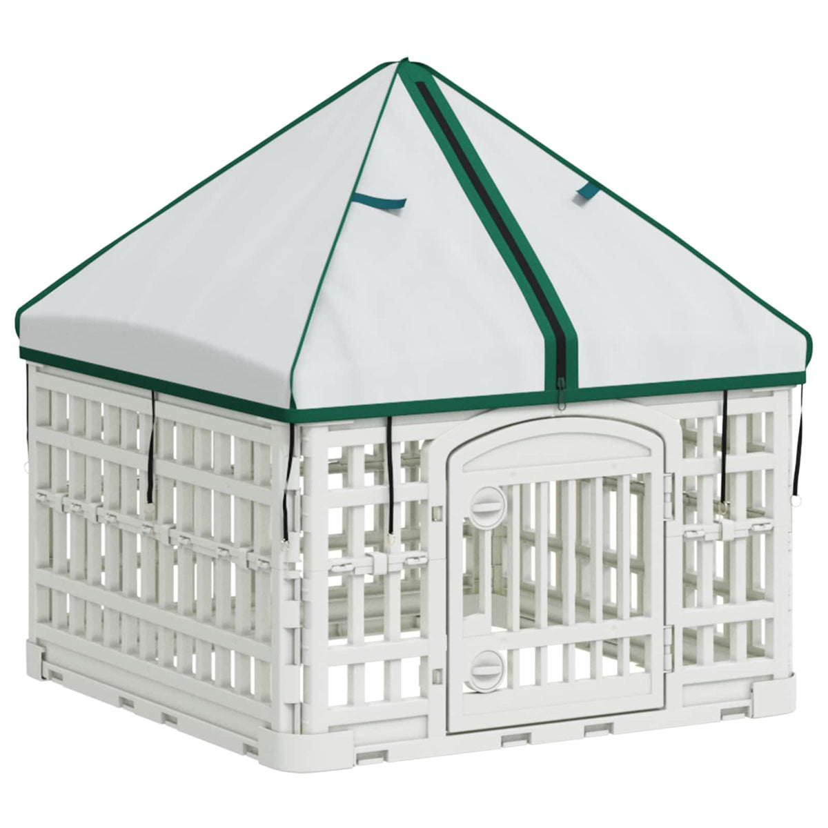 4 Panel Dog Playpen Plastic White with Roof 60 cm 82 cm 60 cm