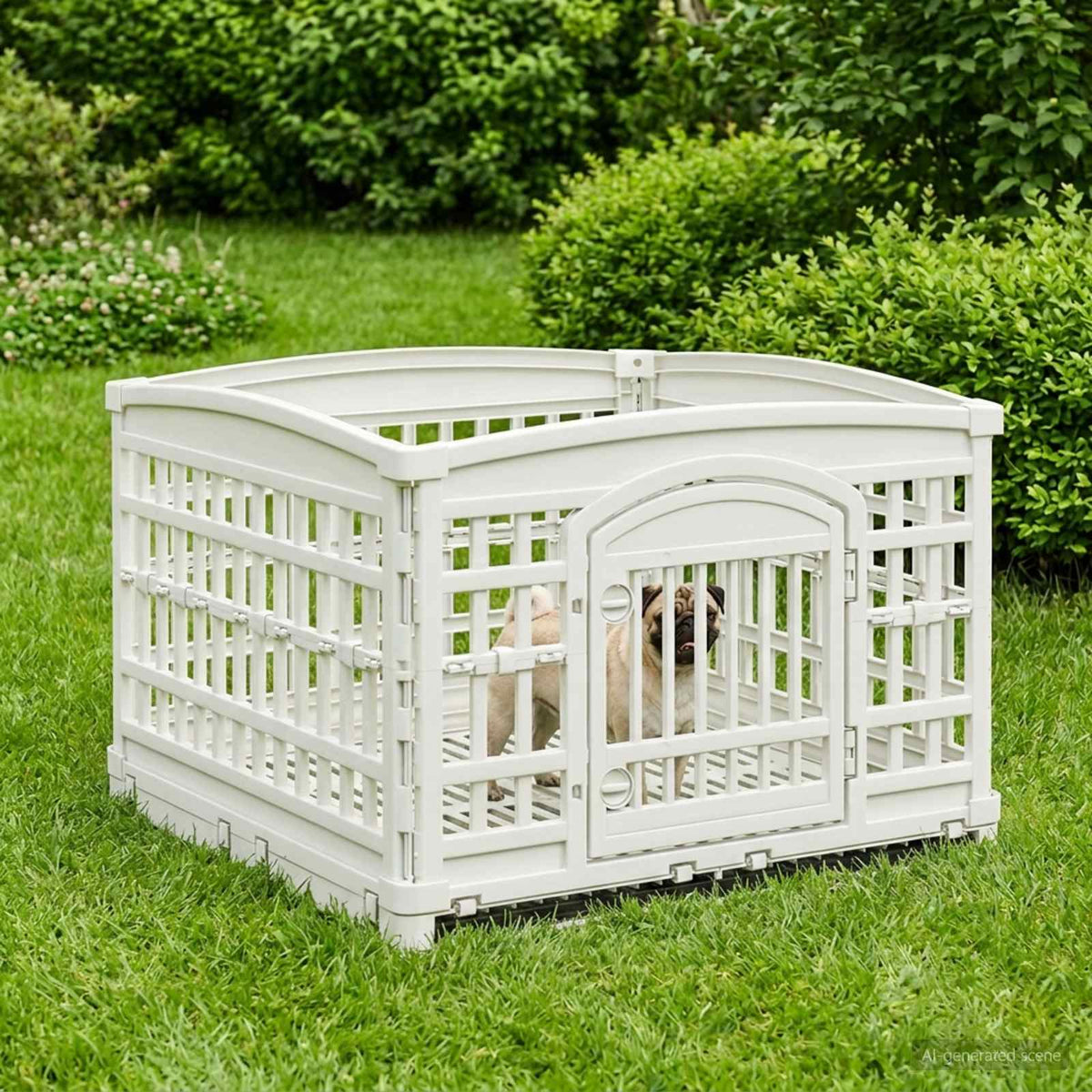 4 Panel Dog Playpen Plastic White with Base 177.5 cm 112 cm 154.5 cm