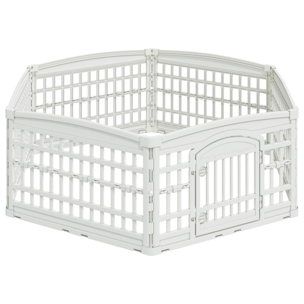 6 Panel Dog Playpen Plastic White without Roof and Base 177.5 cm 58 cm 154.5 cm