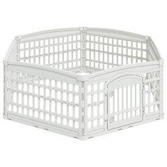 6 Panel Dog Playpen Plastic White without Roof and Base 177.5 cm 58 cm 154.5 cm