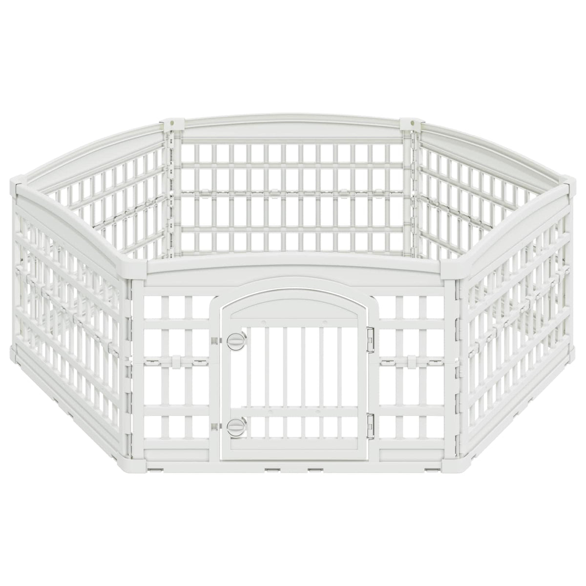 6 Panel Dog Playpen Plastic White without Roof and Base 177.5 cm 58 cm 154.5 cm