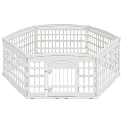 6 Panel Dog Playpen Plastic White without Roof and Base 177.5 cm 58 cm 154.5 cm