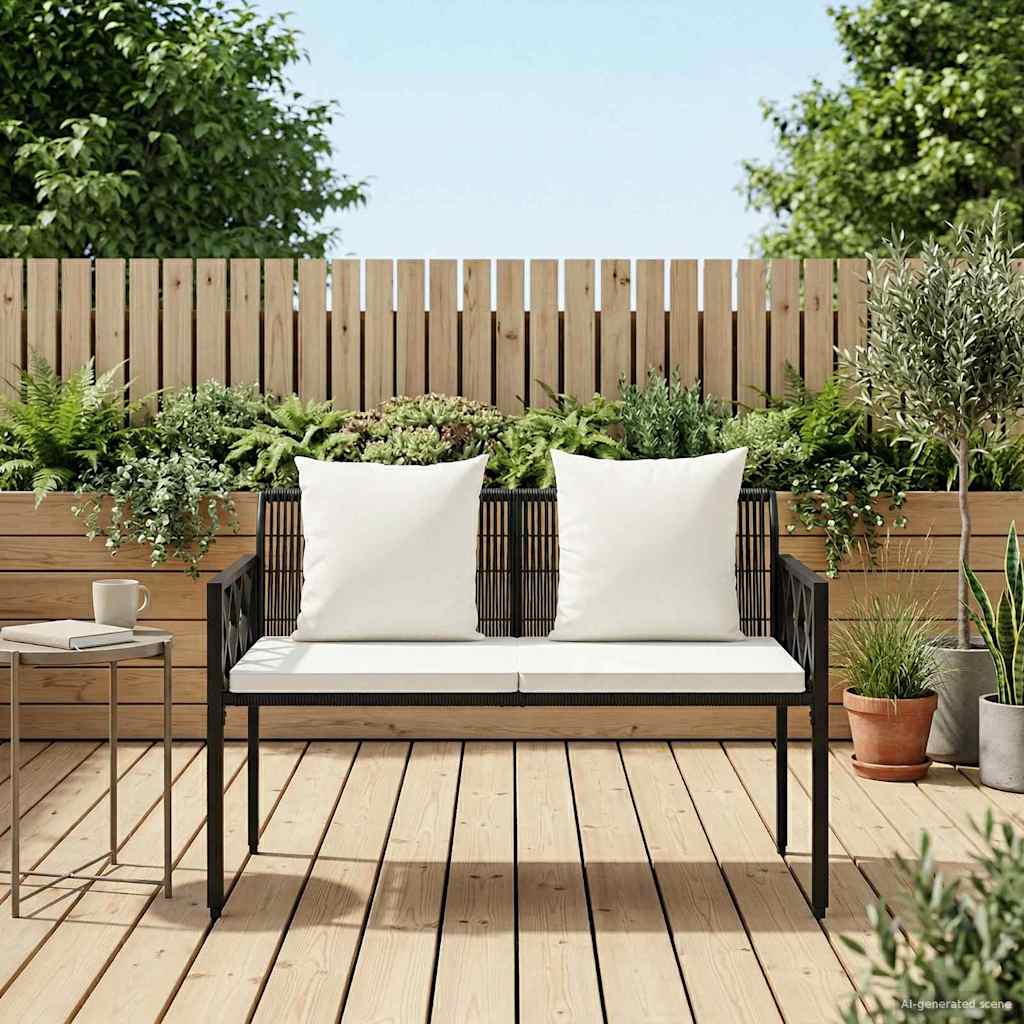 vidaXL Outdoor Benches 2 -Seater 116 x 56 x 75 cm Poly Rattan 3