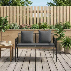 vidaXL Outdoor Benches 2 -Seater 116 x 56 x 75 cm Poly Rattan 3