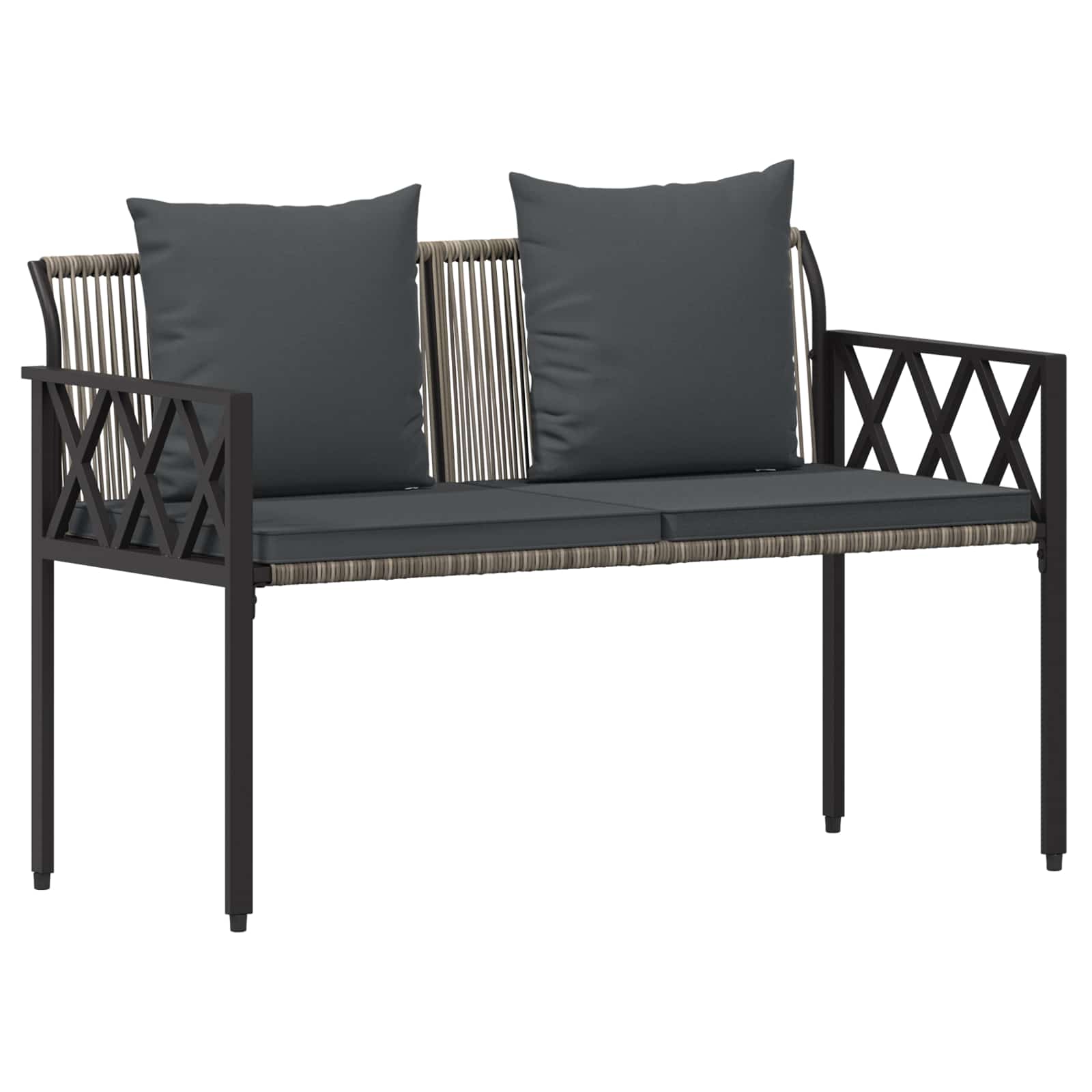 vidaXL Outdoor Benches 2 -Seater 116 x 56 x 75 cm Poly Rattan 2