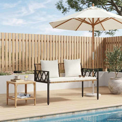 vidaXL Outdoor Benches 2 -Seater 116 x 56 x 75 cm Poly Rattan 3