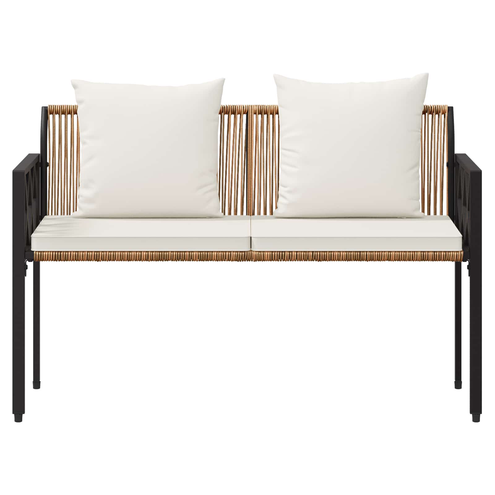 vidaXL Outdoor Benches 2 -Seater 116 x 56 x 75 cm Poly Rattan 5