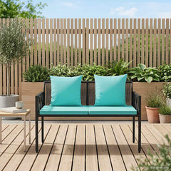 vidaXL Outdoor Benches 2 -Seater 116 x 56 x 75 cm Poly Rattan 3