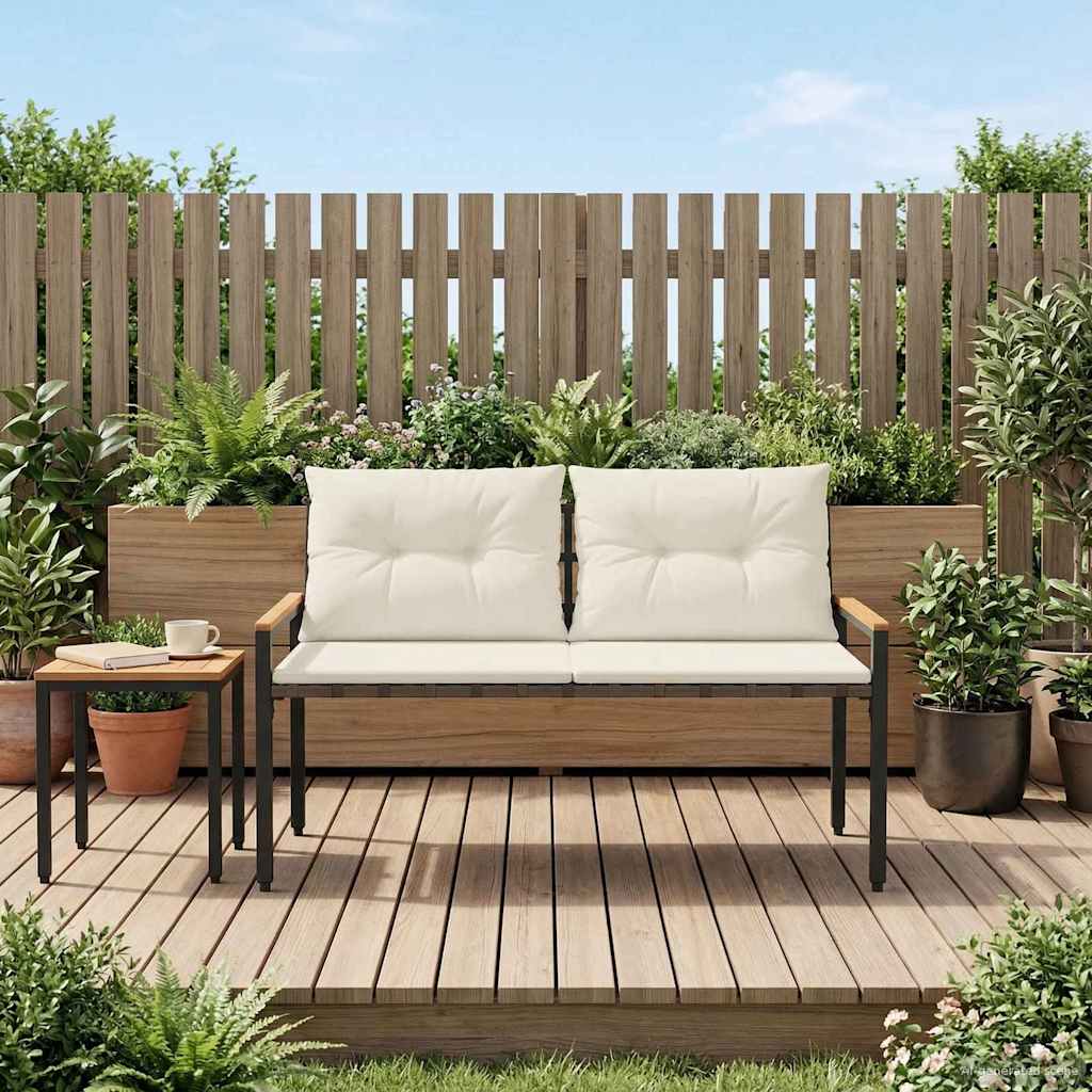vidaXL Outdoor Bench 2 -Seater 116 x 67.5 x 72 cm Poly Rattan 3
