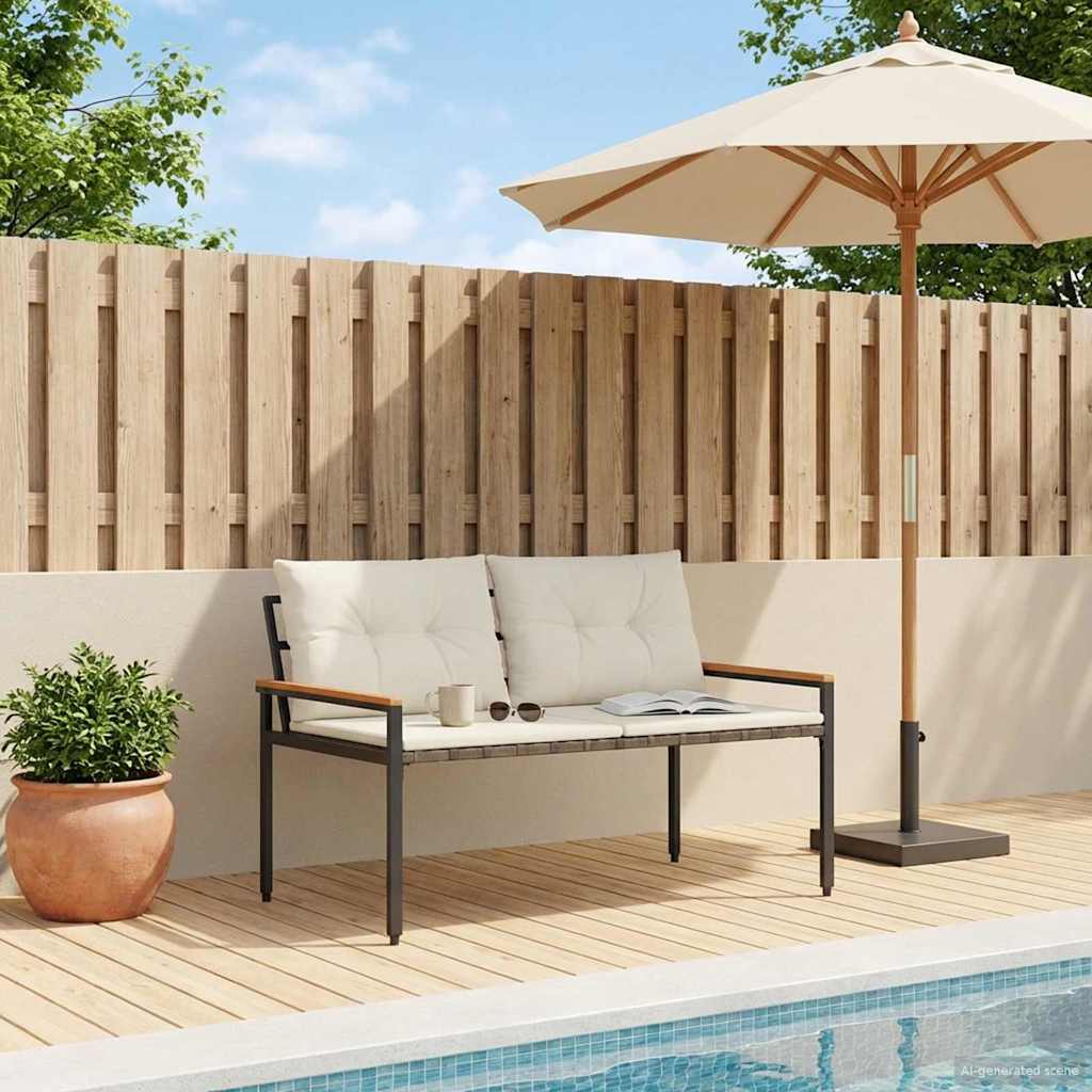 vidaXL Outdoor Bench 2 -Seater 116 x 67.5 x 72 cm Poly Rattan 1