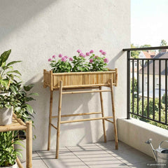 Garden Planter With Holder Natural 50 x 38 x 74 cm Bamboo H-shaped frame 90 cm