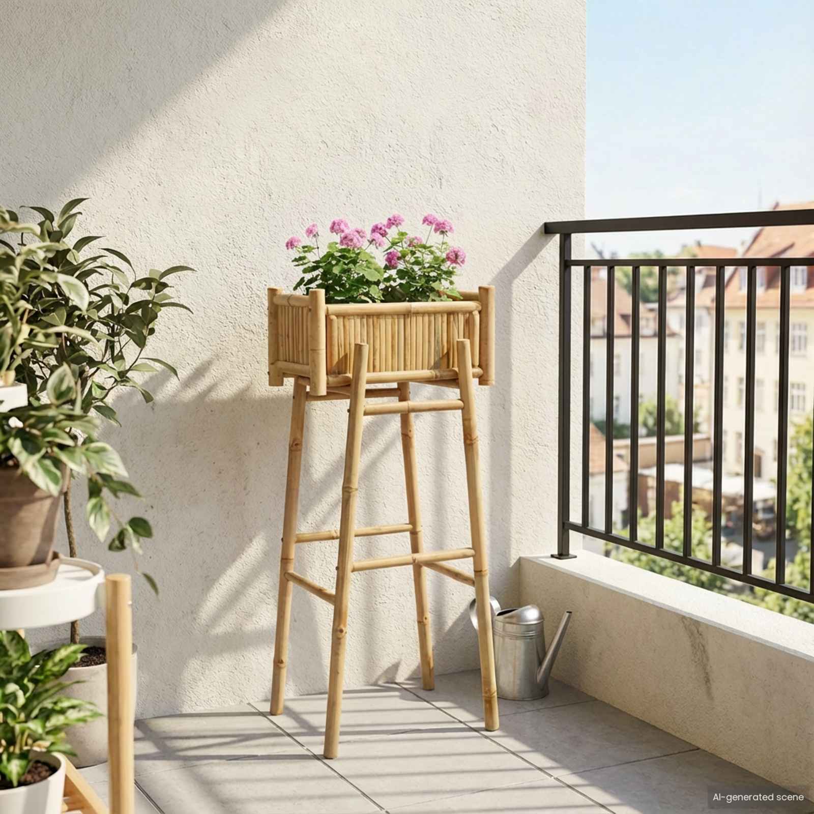 vidaXL Garden Planter With Holder Natural 50 x 38 x 114 cm Bamboo 1
