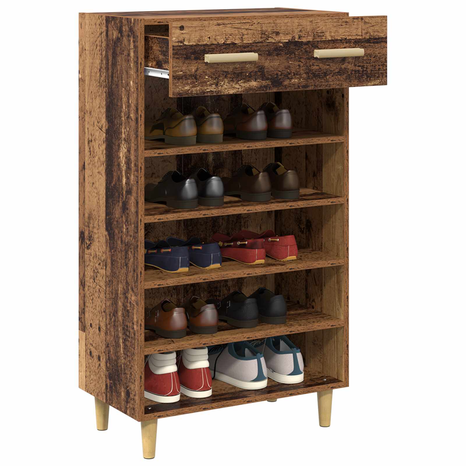 vidaXL Shoe Cabinet 60 x 35 x 105 cm Engineered Wood Old Wood 4