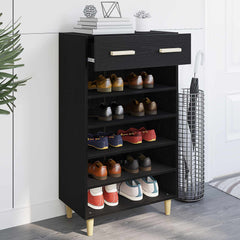vidaXL Shoe Cabinet 60 x 35 x 105 cm Engineered Wood Black Oak 5