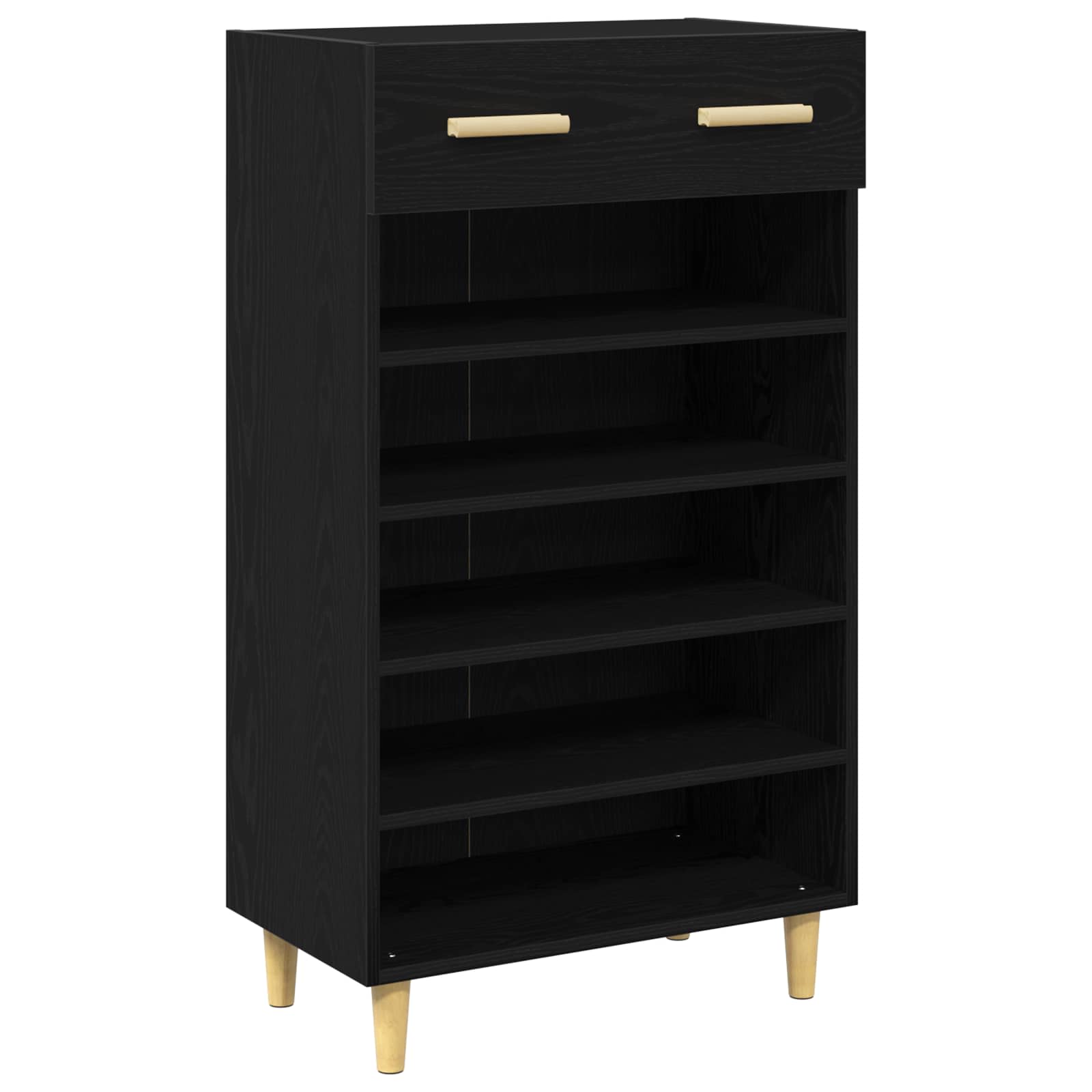 vidaXL Shoe Cabinet 60 x 35 x 105 cm Engineered Wood Black Oak 2